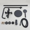 Washly 8" Black Rain Shower Faucet Set Round Jets Handheld