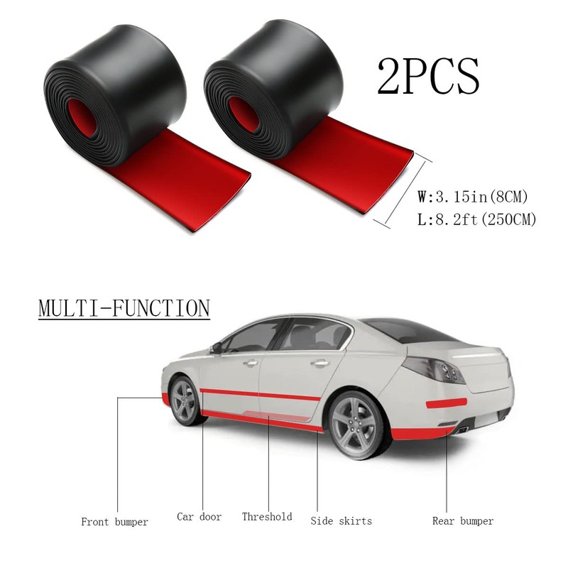 muekzru 8.2ft*3.15in Side Skirts for Cars Universal,Universal Rubber Anti-Scratch Side