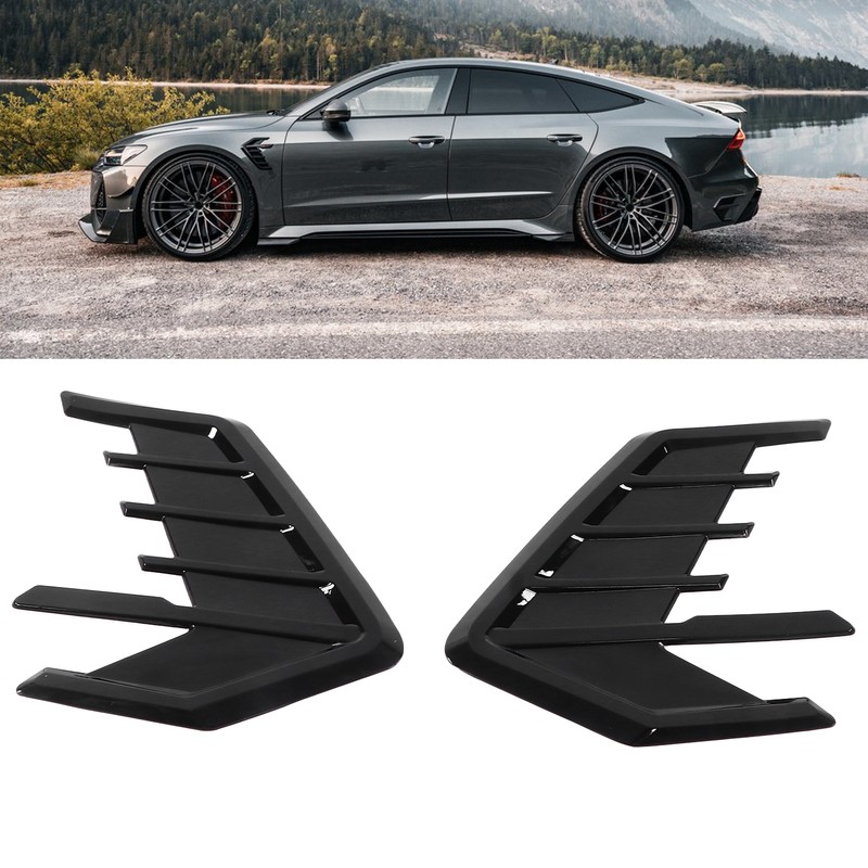 2Pcs/Set Car Side Cover Air Vent Trim Glossy Black Rubber