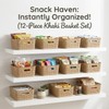 Khaki Stackable Storage Baskets, Plastic Weave Basket Organizer and Storage