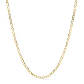 PORI JEWELERS 18K Gold Over Solid 925 Sterling Silver Two Tone Diamond Cut Cuban Chain-3mm, 4mm. 4.5mm, 5mm, 7mm, 8mm, 9mm- For Men and Women- Made in Italy (3MM, 18)