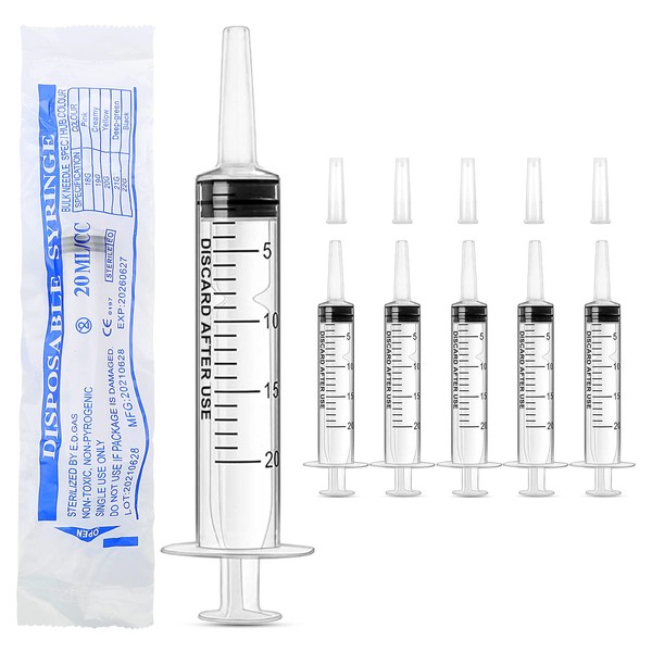DONQL Syringe 20 ml 6 Packs with Cap Plastic Syringe
