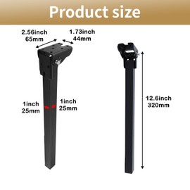 Geesatis Furniture Legs, Folding Metal Table Legs, Adjustable Replacement Desk Legs for Sofa Office Table Loveseat Dresser, with Mounting Screws, 4 Pack Black 12.6 inch