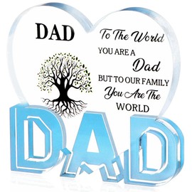 JLBLNHW Dad Gifts for Fathers day from Daughter Son Wife,Delicate Thanksgiving Birthday Gift for dad,Acrylic Heart Sign Plaque Presents 3.9 x 3.7 inch