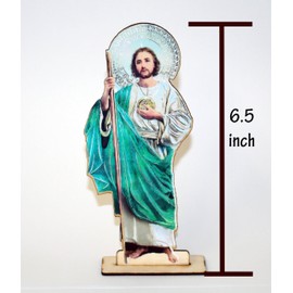 6 San Jude St. Judas Saint Jude Taedo Guardian Wood with Stand Laser Cutout Wooden Baptism Centerpiece First Communion Party Favors Decor Christening RECUERDOS DE BAUTIZO