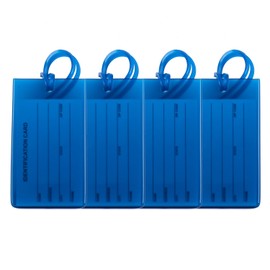 4 Packs Colorful Flexible Travel Luggage Tags for Baggage Bags/Suitcases - Name ID Labels Set for Travel - Blue