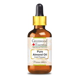 Greenwood Essential Pure Almond Oil (Prunus dulcis) with Glass Dropper Cold Pressed 100ml (3.38 oz)