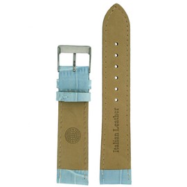 Watch Band Blue Genuine Leather Crocodile Grain 18 millimeter Tech Swiss