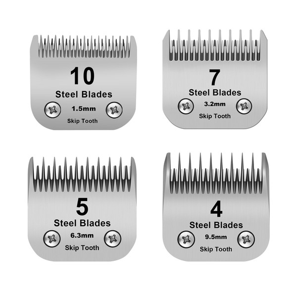 10+7+5+4 Skip tooth Detachable Pet Dog Grooming Steel Blades Set,Compatible