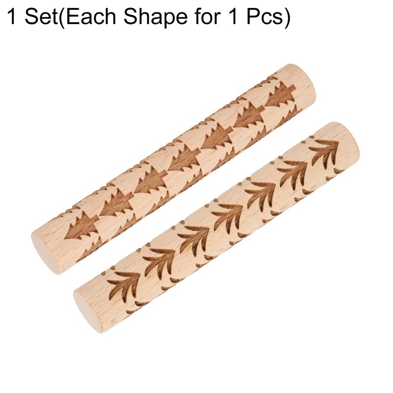 QUARKZMAN Pack of 2 Wooden Clay Roller 4 Inch Grass