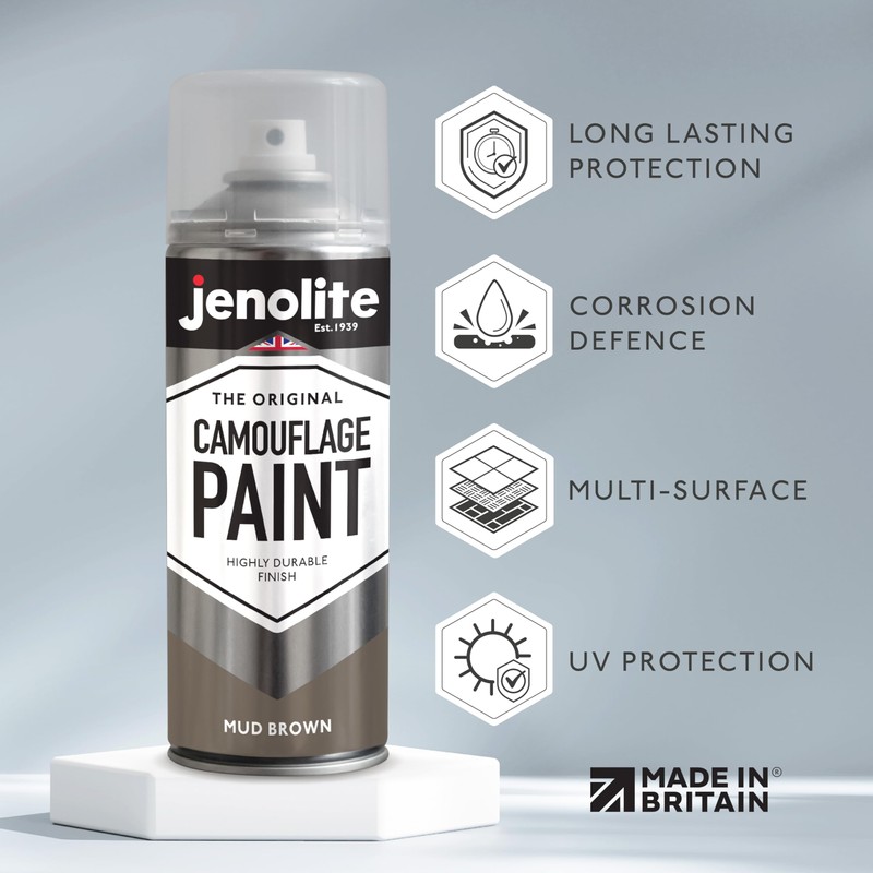 JENOLITE Army Mud Brown Camouflage Paint 400ml (RAL 8027) Ideal