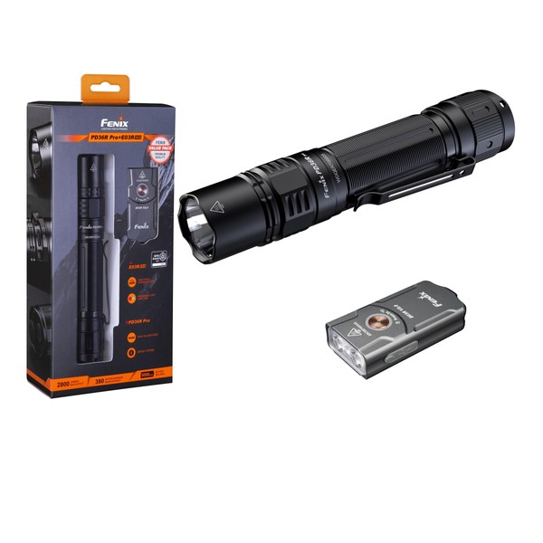 Fenix PD36R Pro Heavy-Duty Rechargeable Tactical Flashlight + E03R V2.0 Value Pack ** Canadian Edition