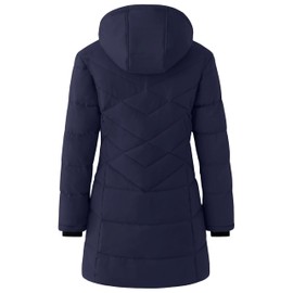 wantdo Women's Puffer Jackets Heavy Puffy Coats Thiked Winter Coats (Navy X-Large)
