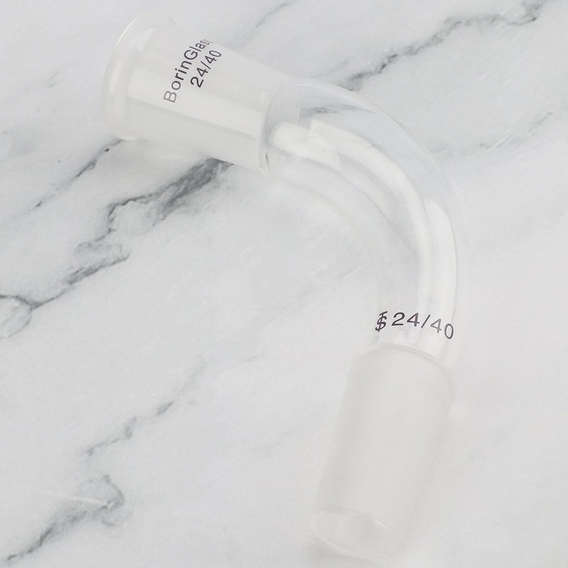 BorinGlass Borosilicate Glass Distillation Adapter, Distilling Adapter 105 Degree Bent