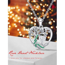 AENEAS April Birthstone Jewelry Cluster Necklace Sterling Silver Tree of Life Necklace Tree of Life Heart Pendant Gifts for Women