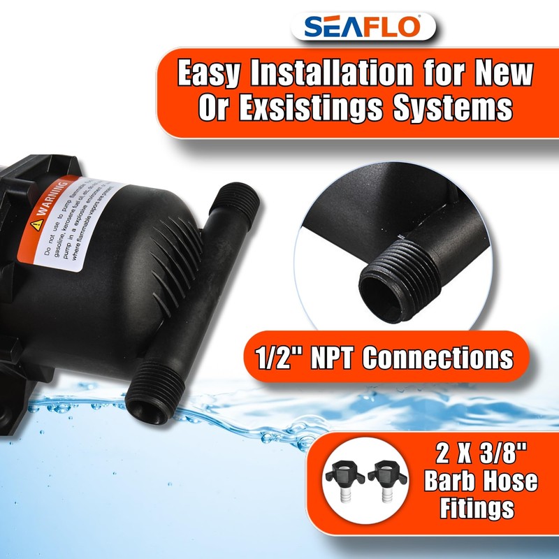 SEAFLO Accumulator Tank Water Pump Flow Control with Internal Bladder