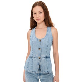 Madewell Women's Denim Scoop Neck Vest in Edmonson Wash, Edmonson Wash, Blue, 4