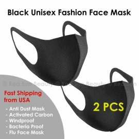Fashion Washable & Reusable Fashion Face Black Mask (Unisex ) Mouth Cover  ( Pack of 2 )