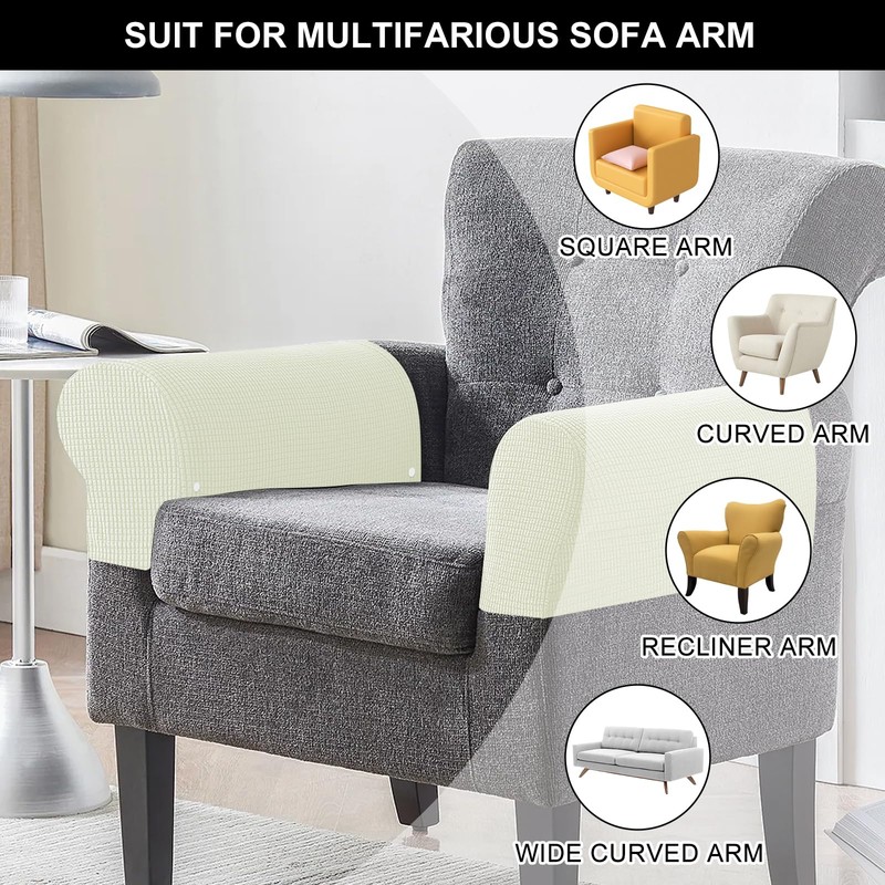 Avtytsda Stretch Armrest Covers Soft Plush Armrest Covers Couch Arm