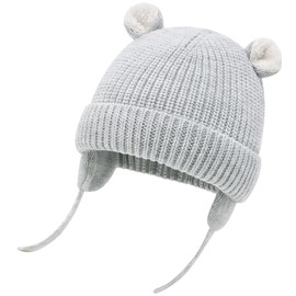 Duoyeree Cozy Baby Beanie with Earflaps and Fleece Lining - Winter Hat for Baby Boys & Girls(0-6M)