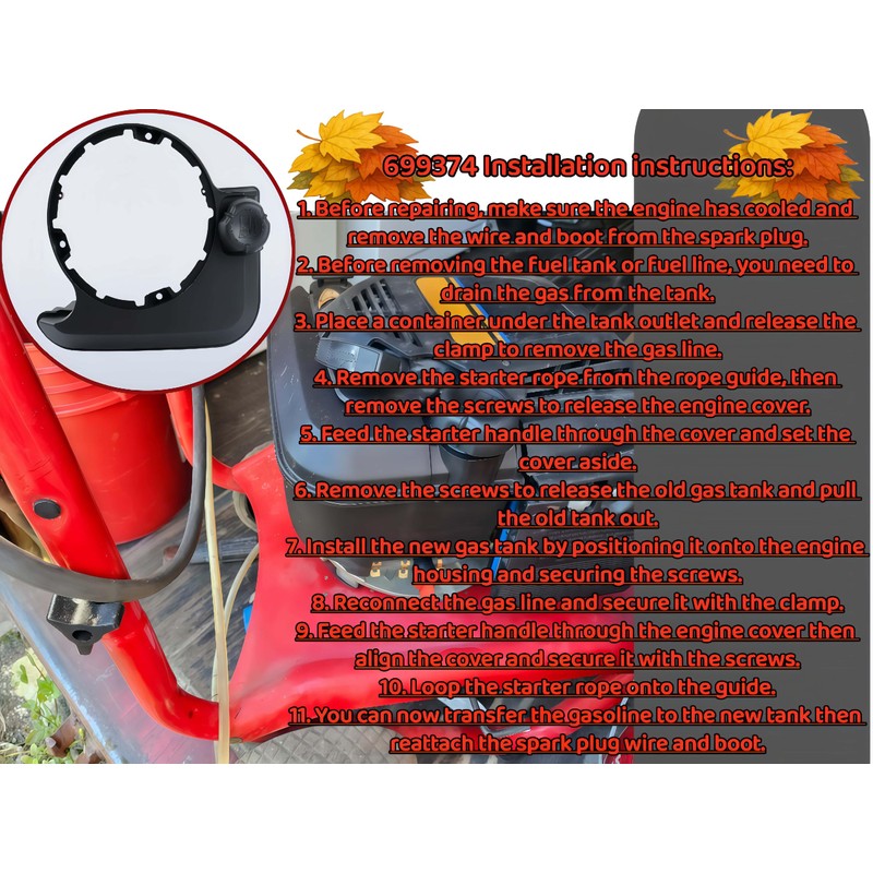699374 Fuel Tank with Caps for B&S 4-7HP Walk Behind