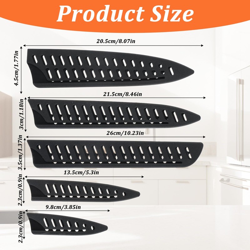 Qianyu 5 Pcs Black Knife Sheath Kitchen Safety Knife Covers