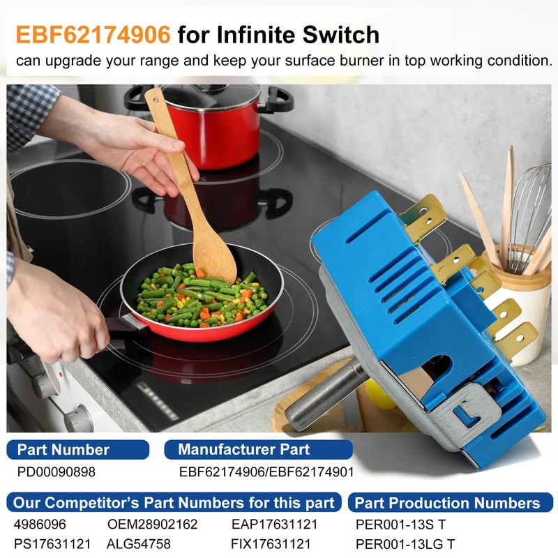 EBF62174906 EBF62174901 Infinite Switch for Range Surface Element Control, Stove