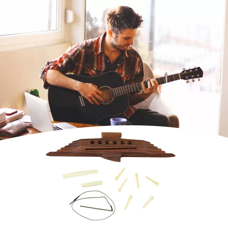 10PCS 6 String Acoustic Guitar Bridge Rosewood Set Musical Instrument