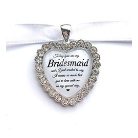 Bridesmaid Here With Me On My Special Day Quote Bouquet Charm In Sparkling Diamanté Wedding Gifts And Accessories
