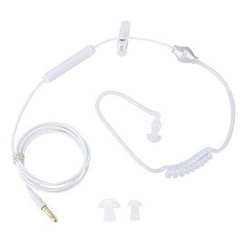 Air Tube Security Earpiece with Mic, Anti Radiation in Ear Headset, Noise Canceling, Convenient Button Control, for iOS/ (White)