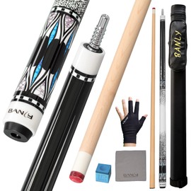 Banly Professional Maple Pool Cue Stick 58", Low Deflection Billiard Cue with 12.5mm Tip, 3/8x8 Joint, Pool Stick for Adults, Cue Case, Glove, Chalk & Towel Included – Eclipse
