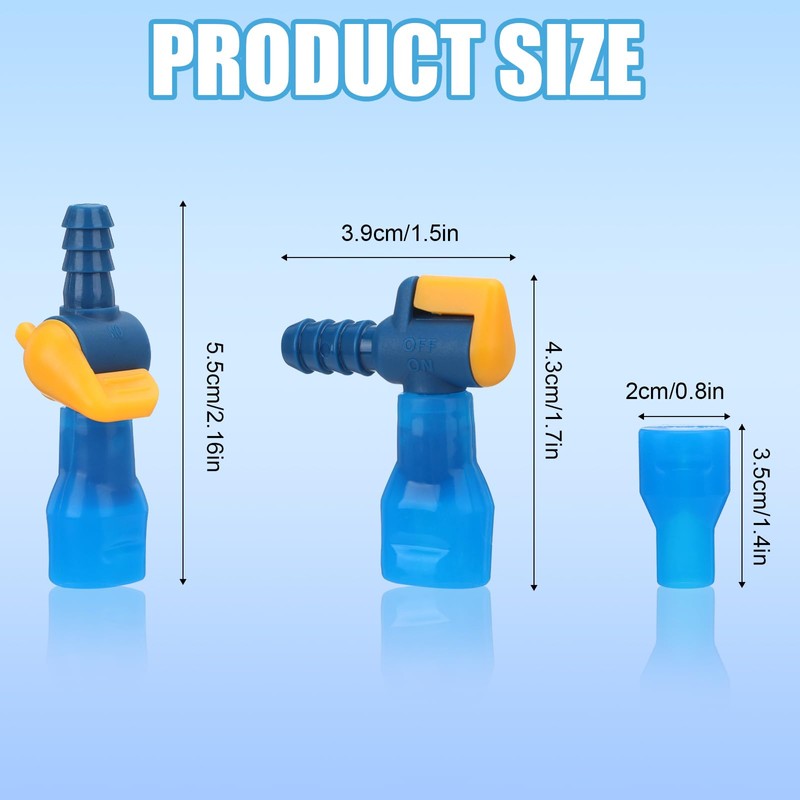 6PCS Bite Valve Replacement, Mouthpiece Replacements with 2 Shutoff Straight