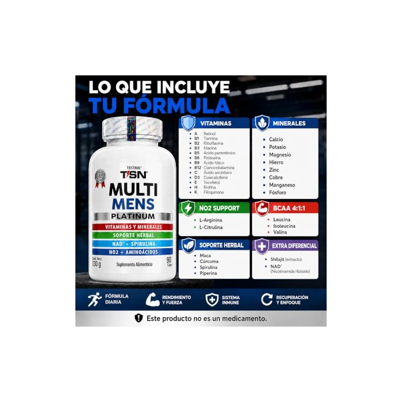 Testrol Multi Mens 90 Cápsulas Vitaminas y Minerales para Hombres