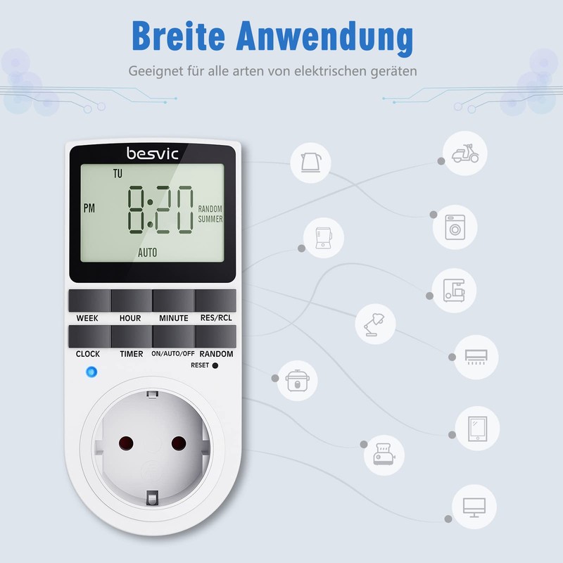 Digital Timer Socket, Besvic 3680 W Timer Socket with 10