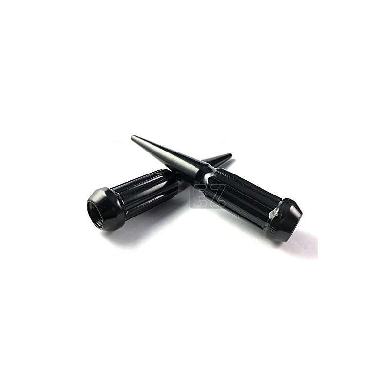 32 Pc Solid Spline Spike Lug Nuts Kit 14x2 Black