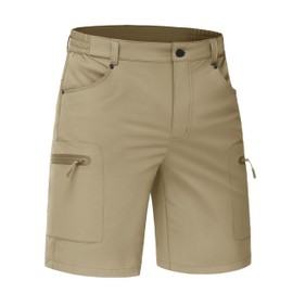 TACVASEN Cargo Hiking Shorts Quick-Dry Walking Shorts Golf Walking Climbing Cycling Short with Zipper Pockets Khaki,32
