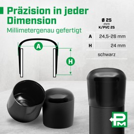 Plasticmetall Tappi protettivi rotondi da 25 mm in PVC – 4 pezzi [Superficie stabile] | Tappi terminali per tubi tondi, tappi di copertura, protezione per tubi, tappi di chiusura, protezione per gambe
