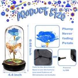 Birthday Rose Flower Gifts for Women, Glass Flower Gift for Mom from Daughter Son, Colorful Green Light Up Rose in Glass Dome with Music Box for Her Wife Grandma