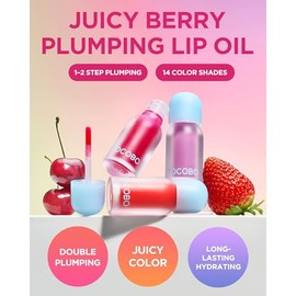 TOCOBO Juicy Berry Plumping Lip Oil 17 Berry Milk – Aceite labial hidratante coreano vegano con aceites vegetales para un alto brillo – Fórmula no peg