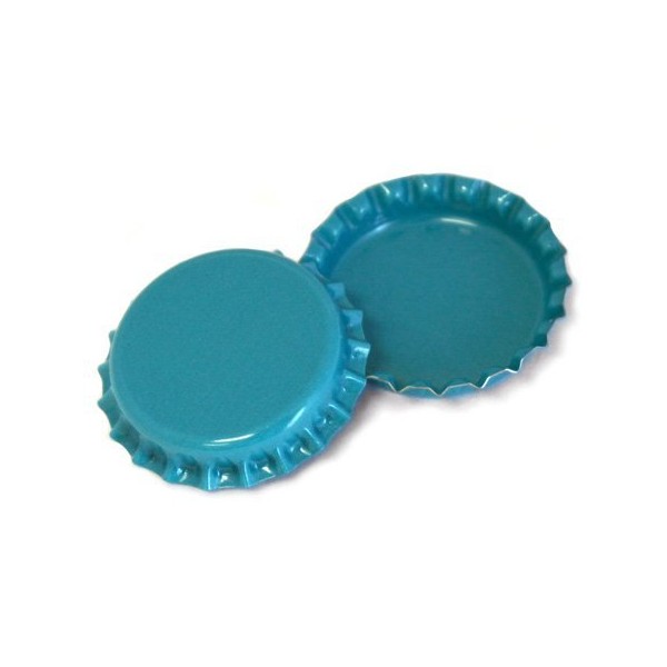 50 Aqua Blue ON Both Sides Bottle Caps New Unused
