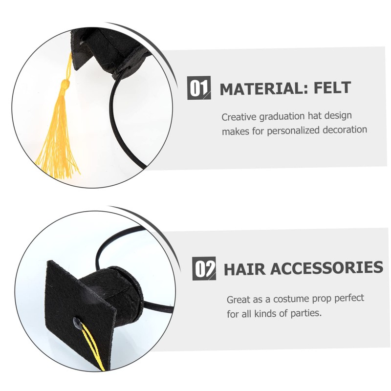 Healvian 2pcs Stylish Graduation Headband with Doctor Hat Creative Hair