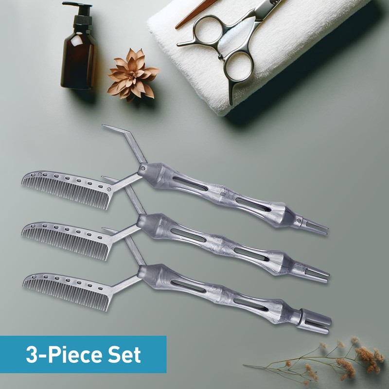 3-Pack Multifunctional Hair Styling Combs for Perm, Dyeing, and Positioning,