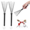 2 Pcs Drum Brushes, 1 Pair Retractable Drum Wire Brushes