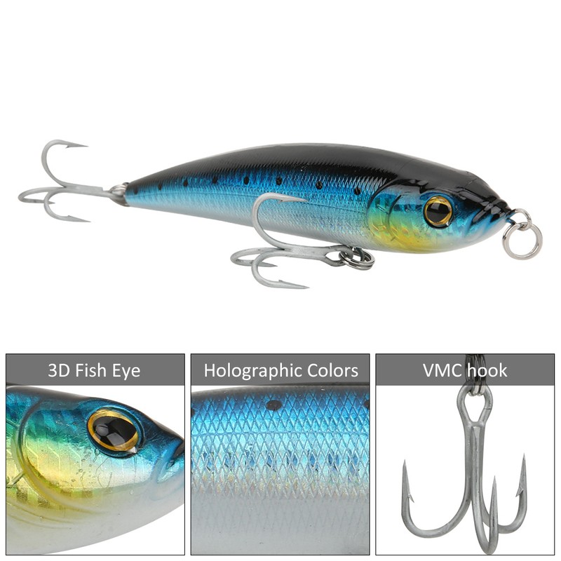 Sinking Pencil Fish Lure Hard Bait 3D Eyes with Hook