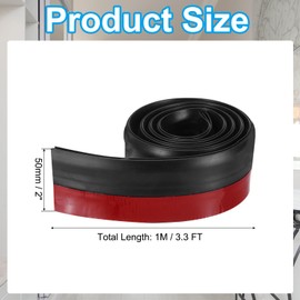 PATIKIL Door Draft Stopper, 3.3FT Silicone Under Door Strip Weather Stripping Seal Adhesive Doors Stopper Noise Cold Air Blocker, Black(2 Inch Wide)