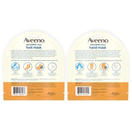 Aveeno Repairing CICA Foot Mask & Hand Mask with Prebiotic Oat and Shea Butter, for Extra Dry Skin, 1 ea