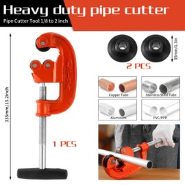 GQGP Pipe Cutter Tool 1/8-2", Heavy-duty Tubing Cutter Speed Cutting Up to Galvanized Pipe, Copper, and Iron Pipe,Professional Metal Pipe Cutter Tool With 2 additional blades