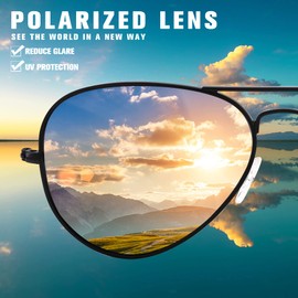 COASION Aviator Sunglasses Women's Polarised Sunglasses Men's Aviator Sunglasses Pilot Sunglasses UV400 Protection Metal Frame, A1-Gold / Pink