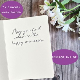 Floral Thinking of You Sympathy Card (7X5 Inch, Message Inside) greeting card to send condolences and say sorry for your loss - 794