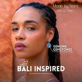 Made by Nami Vintage Stud Earrings Set with Turquoise Stone Surgical Stainless Steel Boho Jewellery Women's Statement Earrings Hanging Waterproof Jewellery Gift for Her, Stainless Steel, No Gemstone